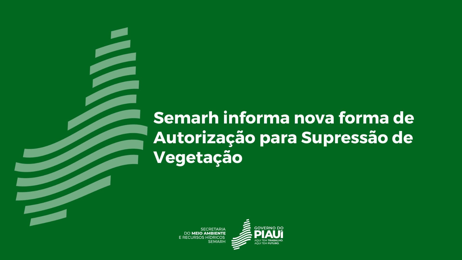Semarh informa nova forma de Autorização para Supressão de Vegetação
