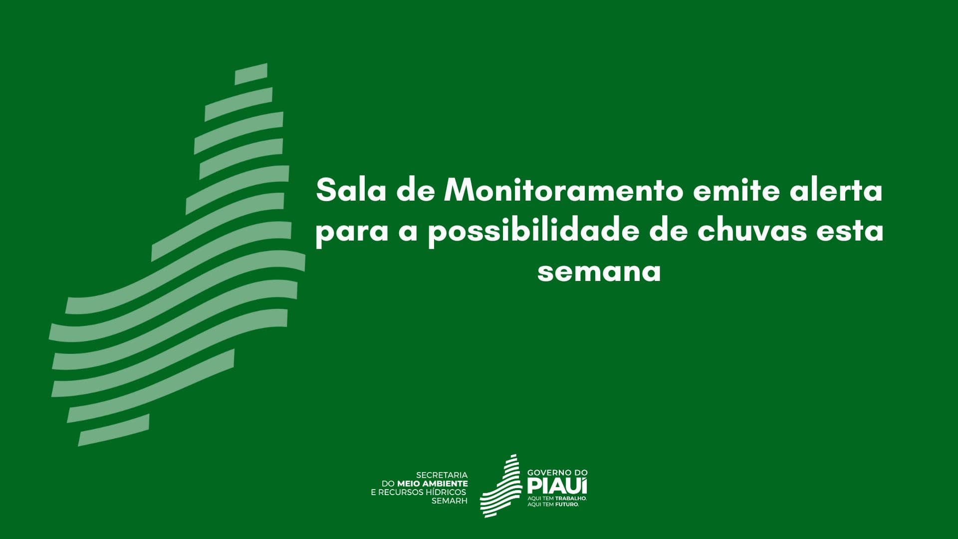 Sala de Monitoramento emite alerta para a possibilidade de chuvas esta semana