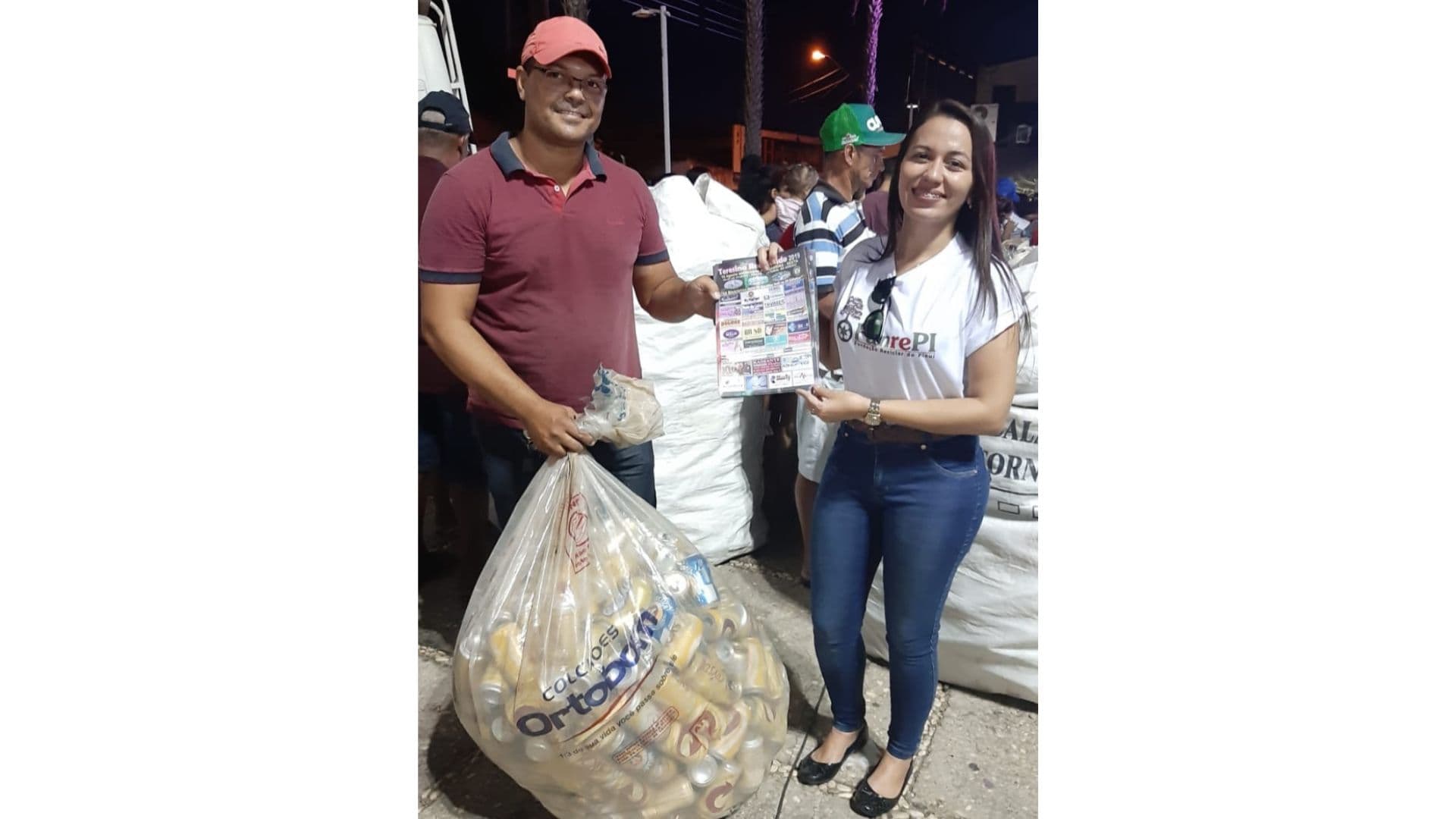 Imagem da arrecadação de materiais recicláveis.