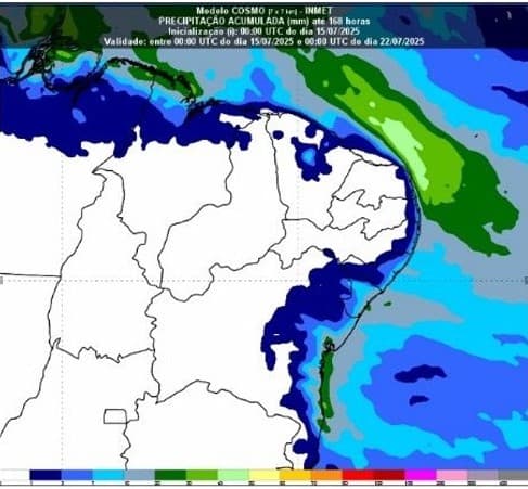 Acumulados de chuva - Modelo COSMO, INMET