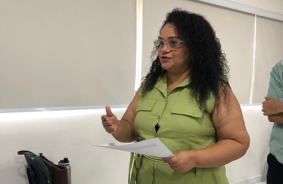 A professora Luciana Abreu, da Escola de Governo, foi quem conduziu o treinamento.