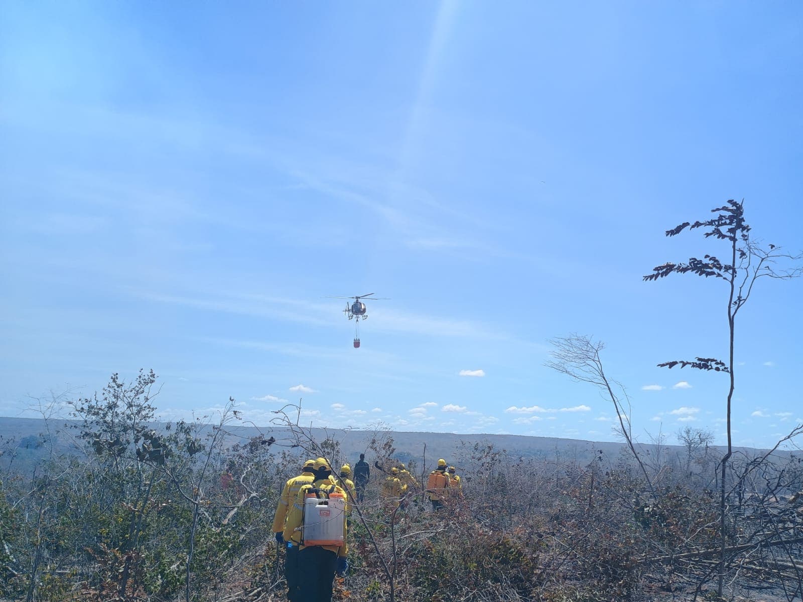 Incêndio em Pavussu e Canto do Buriti é controlado com ação intensa de brigadistas e helicóptero da PM